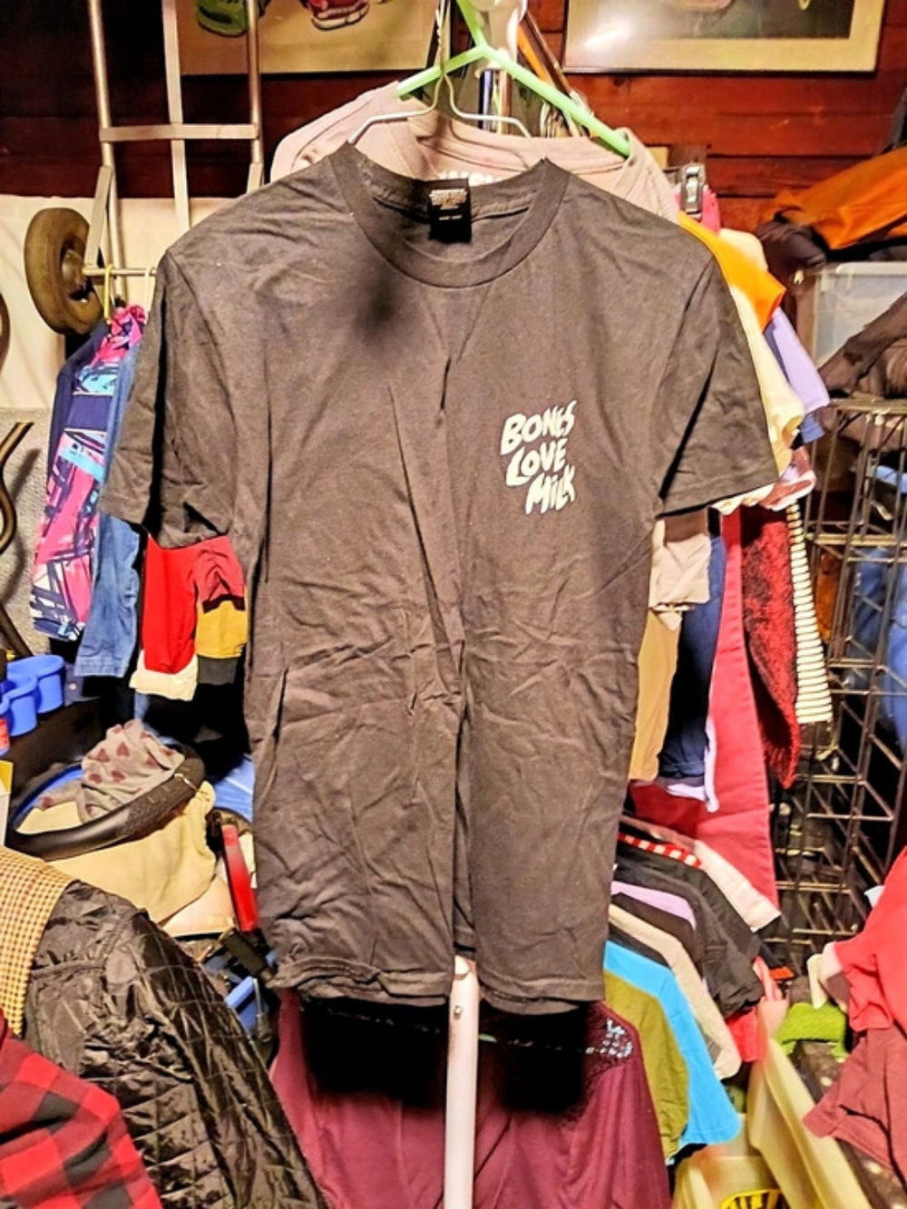 Bones Love Milk Graphic Short Sleeve Tee in Black